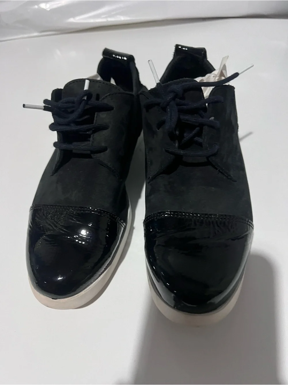 Arche Black Lace-Up Sneakers with Patent Toe Cap